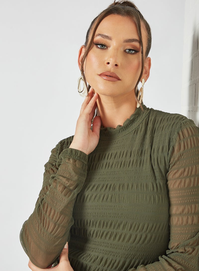 Jacqueline de Yong Sheer Sleeve Top Deep Depth  - Image 4