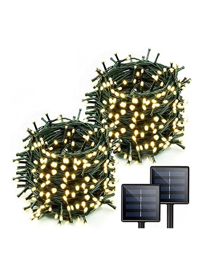 مجموعة من 2 شريط إضاءة يعمل بالطاقة الشمسية مضاد للماء ب8 أوضاع 200 LED أبيض دافئ 72قدم - Image 1