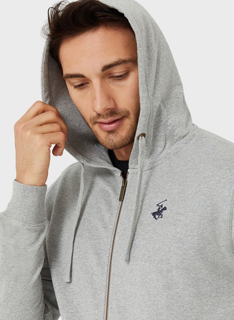 BEVERLY HILLS POLO CLUB Essential Logo Hoodie Grey - Image 4