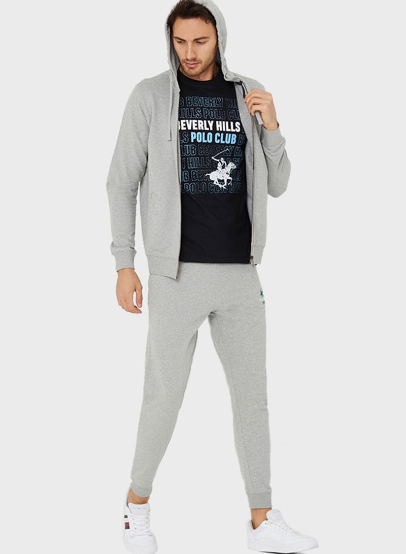 BEVERLY HILLS POLO CLUB Essential Logo Hoodie Grey - Image 3