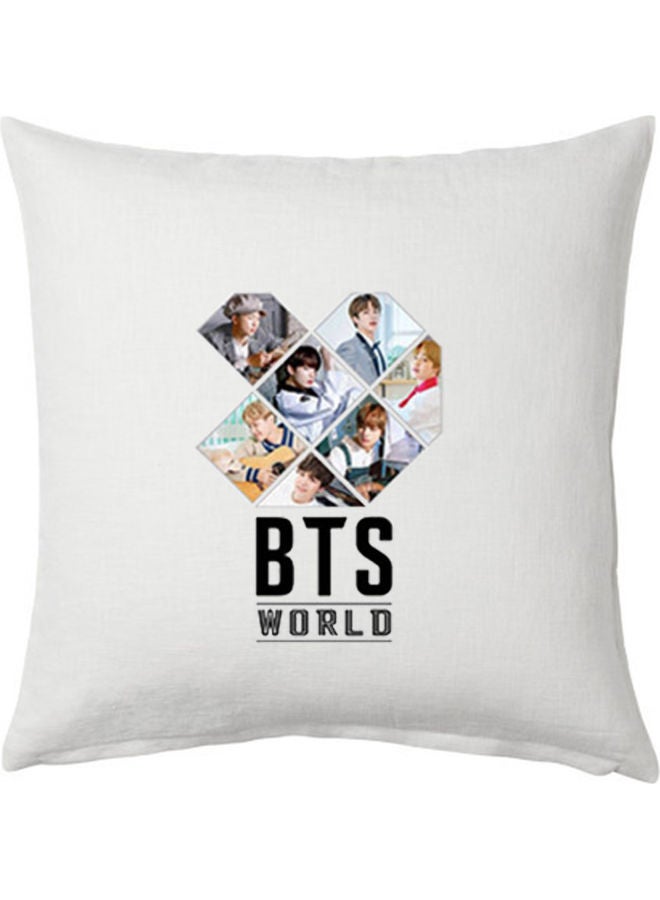 ويت "وسادة مطبوع عليها عبارة "BTS World" بوليستر أبيض 40x40سم - Image 1