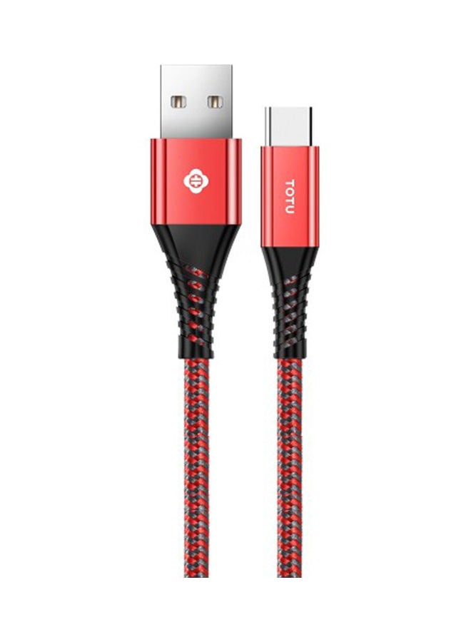 توتو كابل شحن سريع من USB-A إلى Type-C أحمر  - Image 1