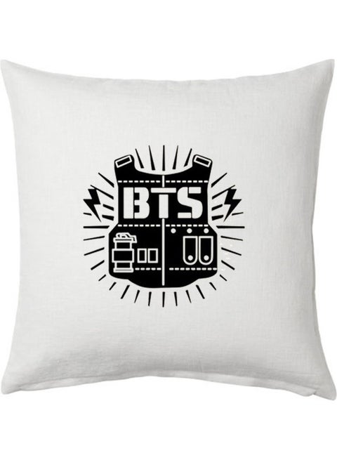BTS Logo Printed Cushion Polyester White 40x40cm