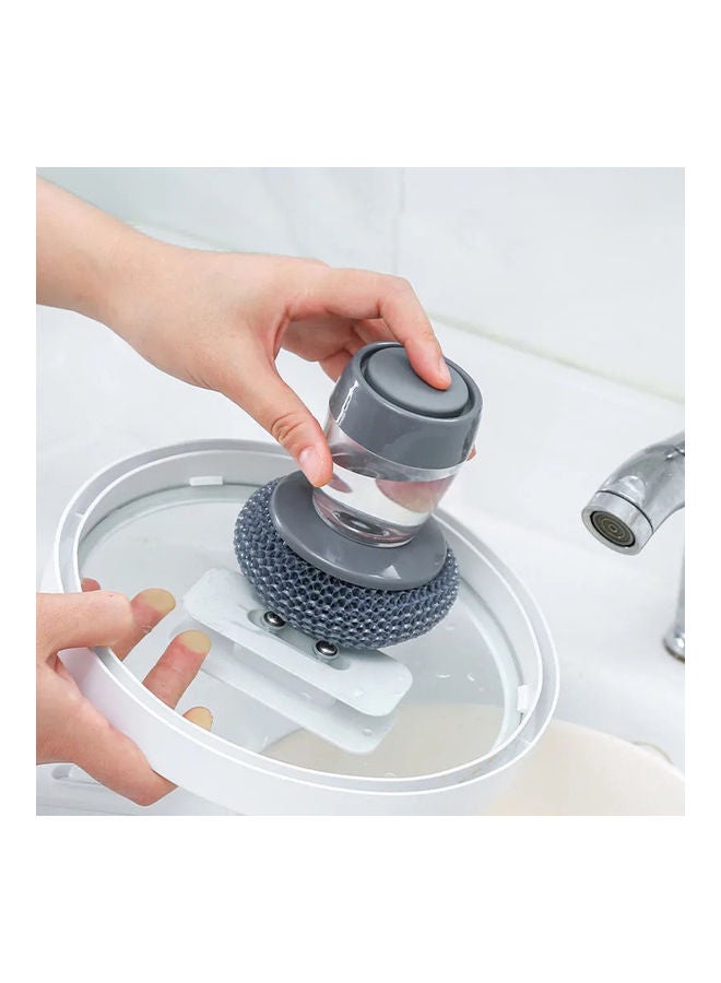 Multifunctional Portable PED Kitchen Soap Dispensing Palm Brush Grey - Image 2