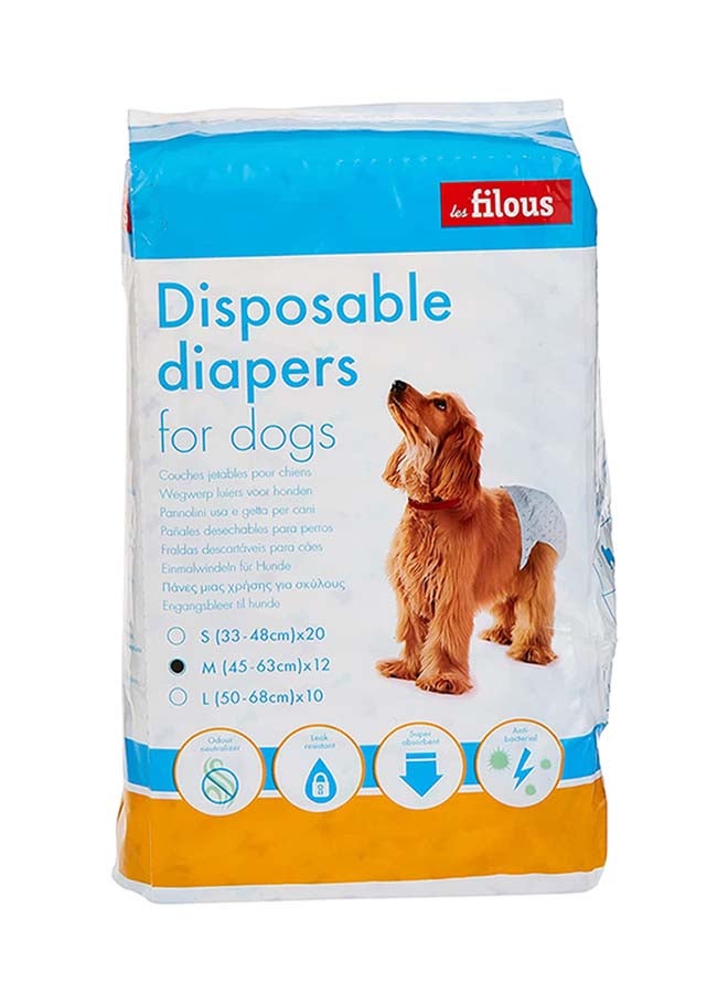 Les Filous Pet Diapers 12 Piece White Medium  - Image 1