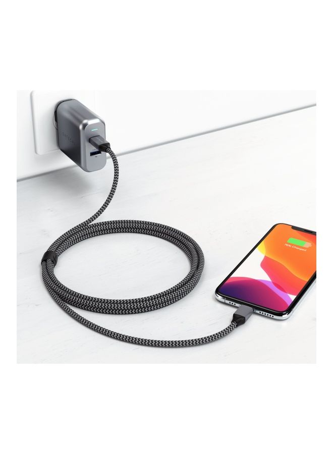 SATECHI - USB-C To Lightning Charging Cable 6 Feet Black - Image 1