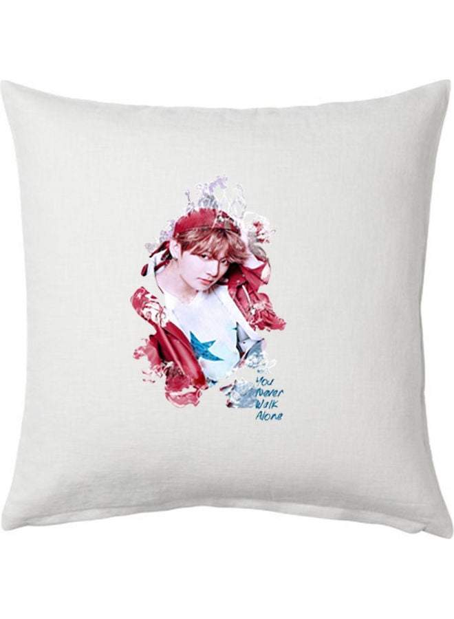 ويت "وسادة مطبوع عليها عبارة "You Never Walk Alone" لفرقة بانقتان بويز" polyester أبيض 40x40سم  - Image 1
