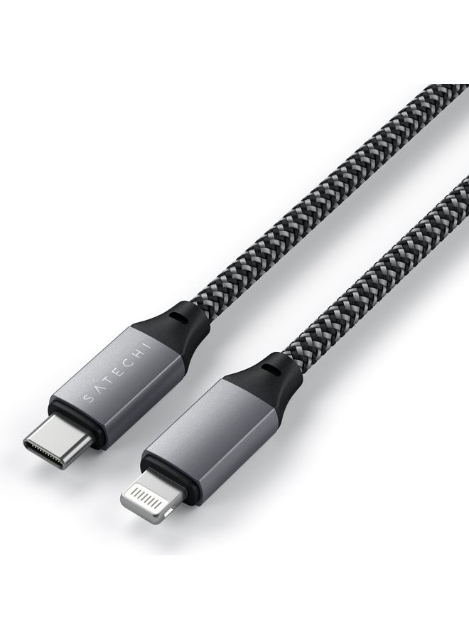 كابل قصير من USB-C إلى Lightning مقاس 25 سم رمادي - v1631793684/N50923458A_2