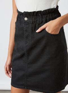 ONLY Paperbag Denim Skirt Black  - Image 4