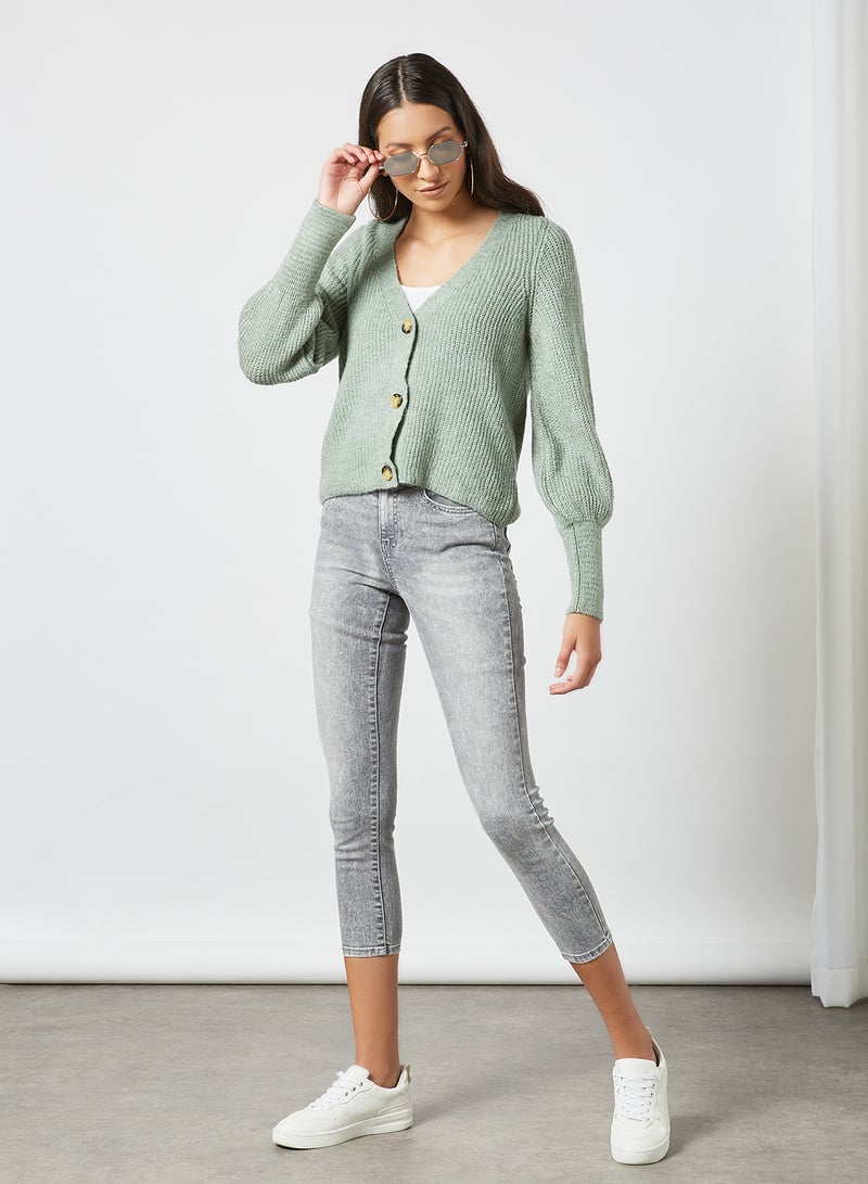 ONLY Ankle Grazer Skinny Paperbag Jeans Grey  - Image 3