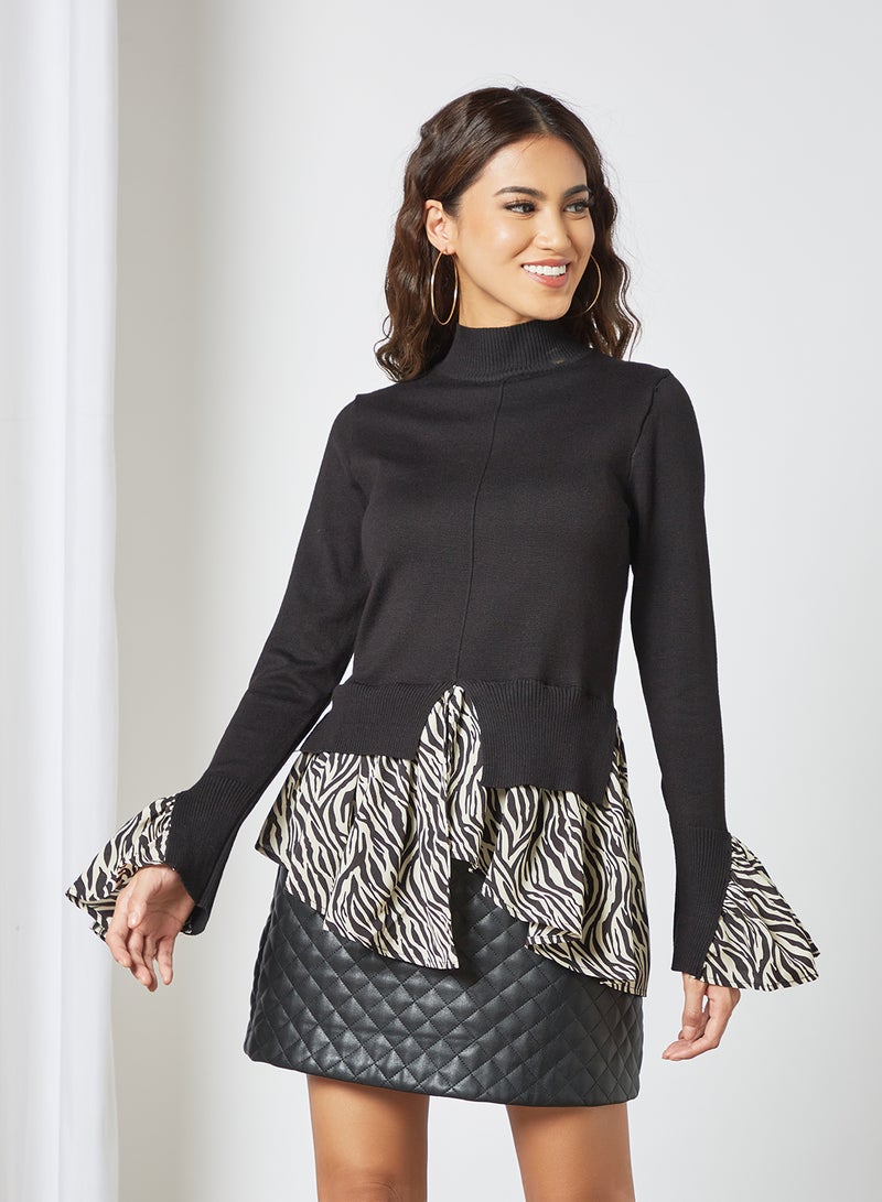 NEW LOOK Flared Overlay Sweater Black - Image 1
