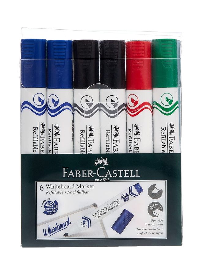 FABER-CASTELL Pack Of 6 Whiteboard Markers Multicolour  - Image 1