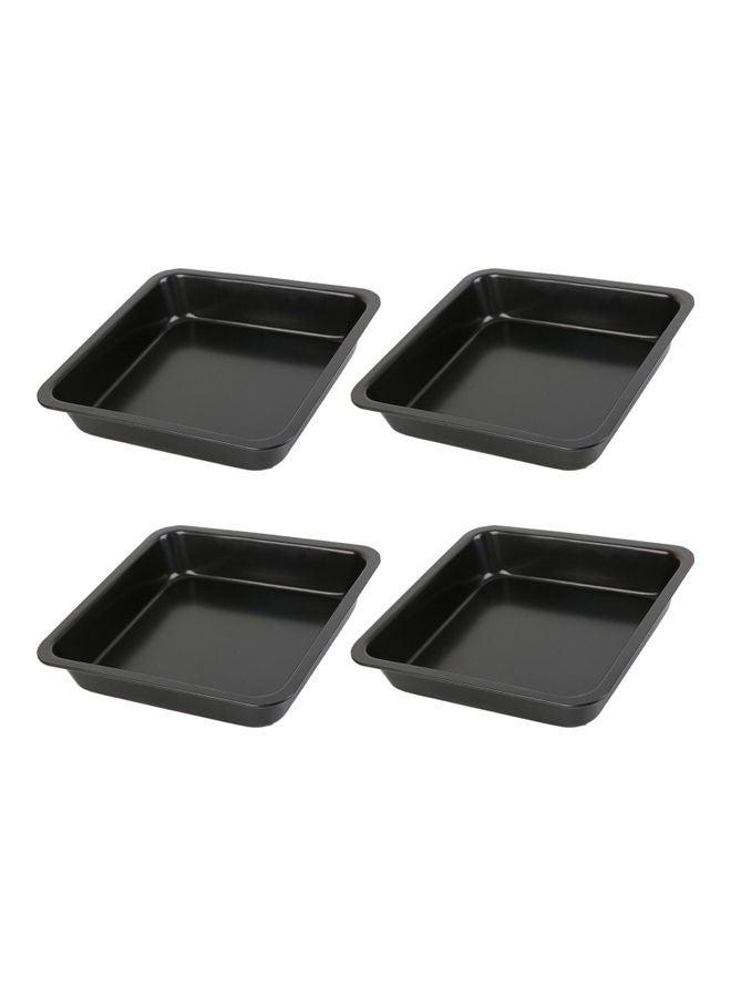 4 Piece Square Non-stick Carbon Steel Fashion  Baking Tray Black 22.5 x 22.5 x 4.4cm - Image 1