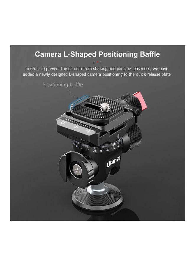 Ulanzi - 360°Panoramic Ball Head Tripod Mount For DSLR SLR Camcorder Action Camera Black - Image 1