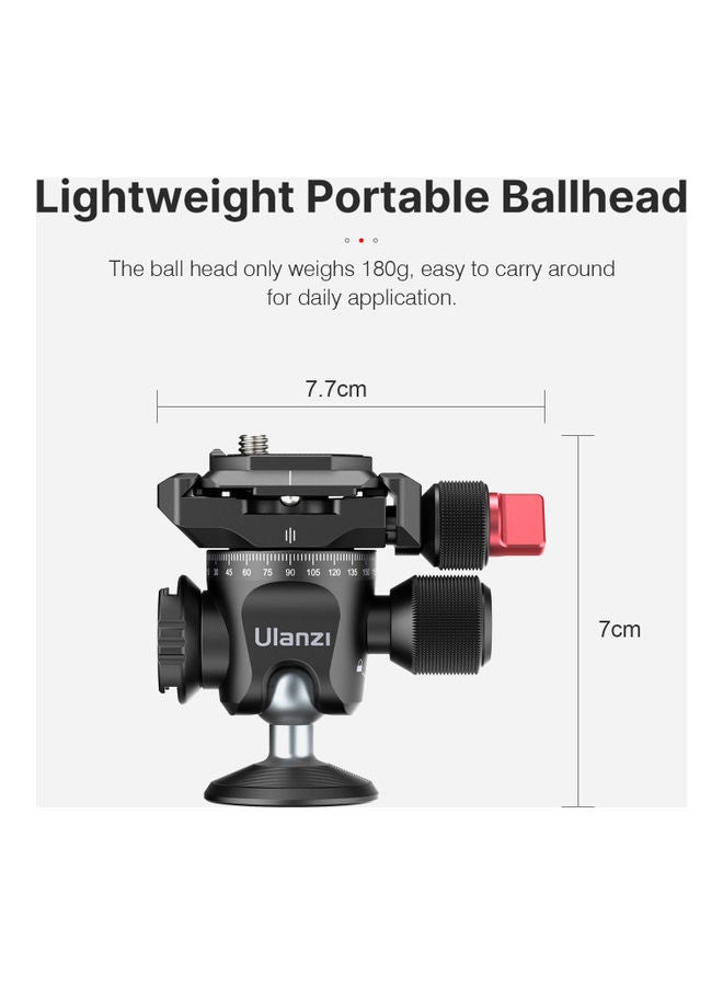 Ulanzi - 360°Panoramic Ball Head Tripod Mount For DSLR SLR Camcorder Action Camera Black - Image 1