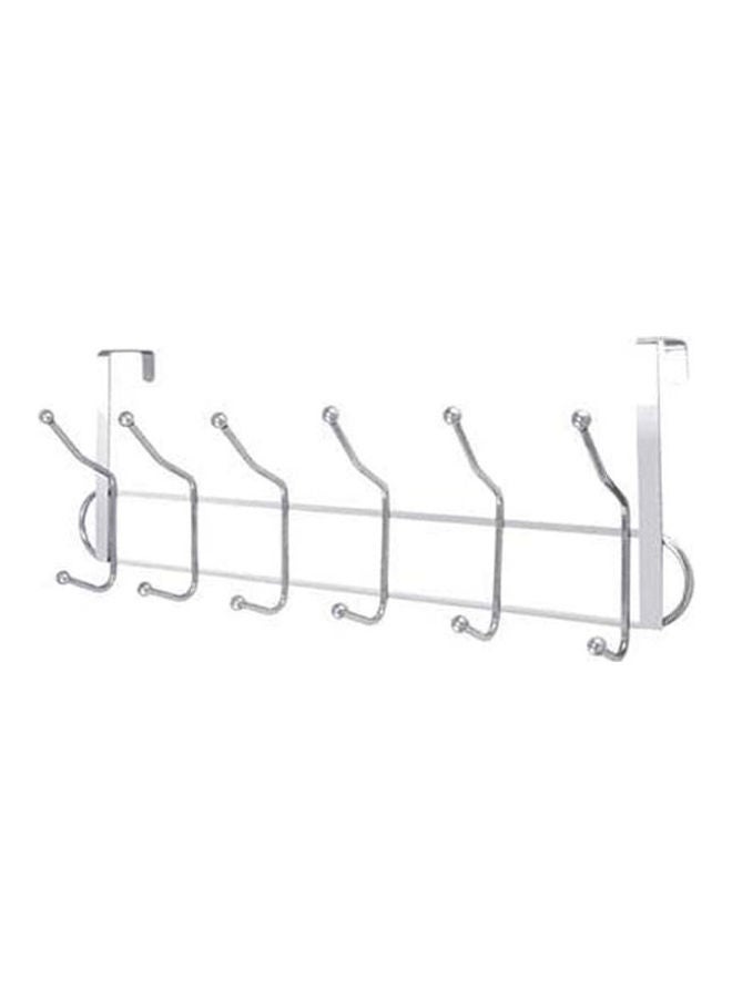 Generic - 6 Double Hooks, Over The Door Hanger Silver - Image 1