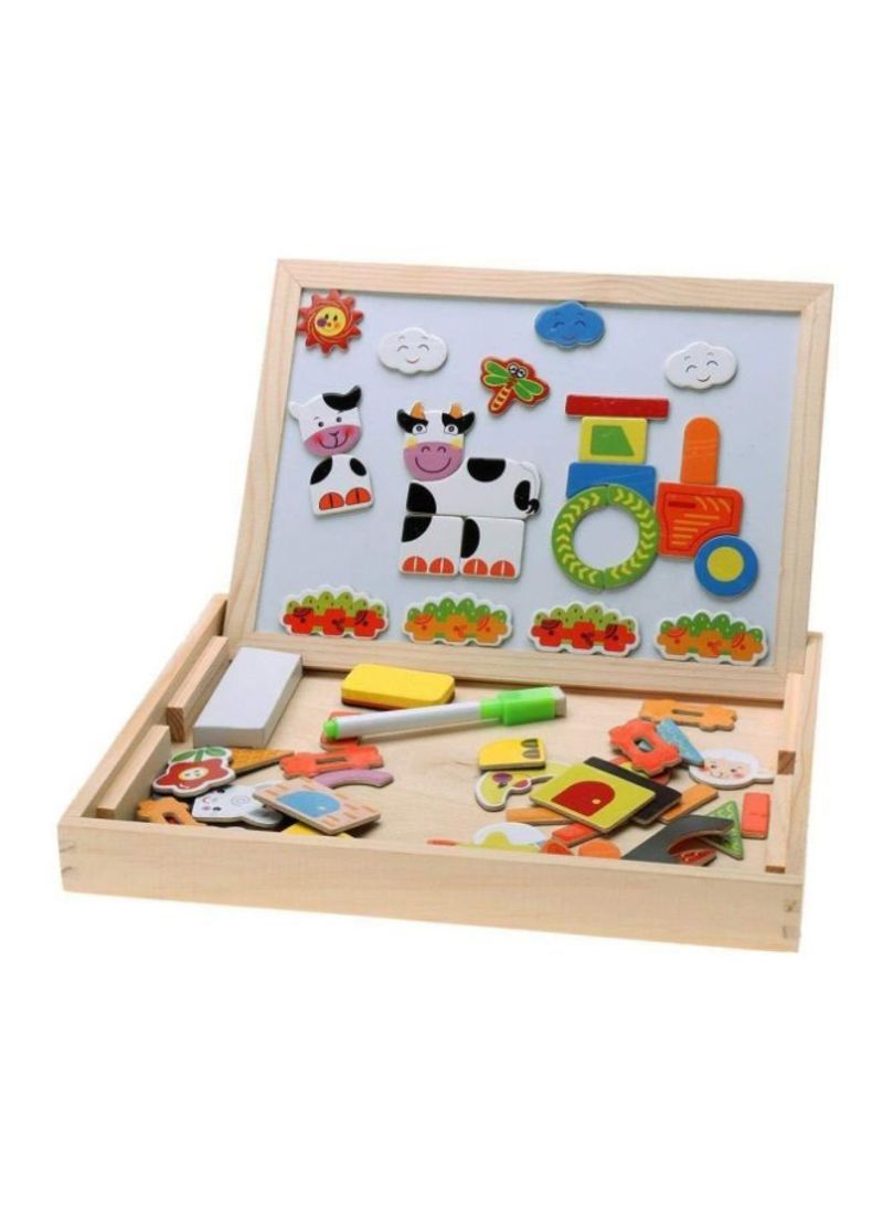 Magnetic Shapes Box with Whiteboard & Blackboard - Image 1