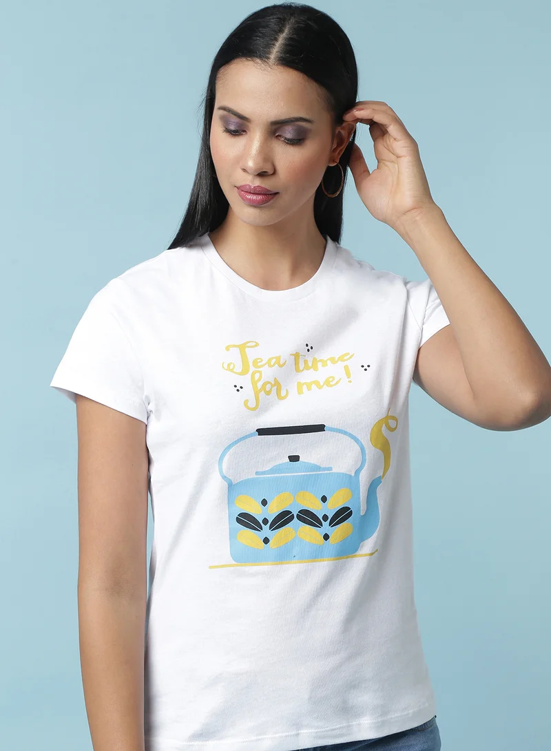 Aila Graphic Printed T-Shirt White