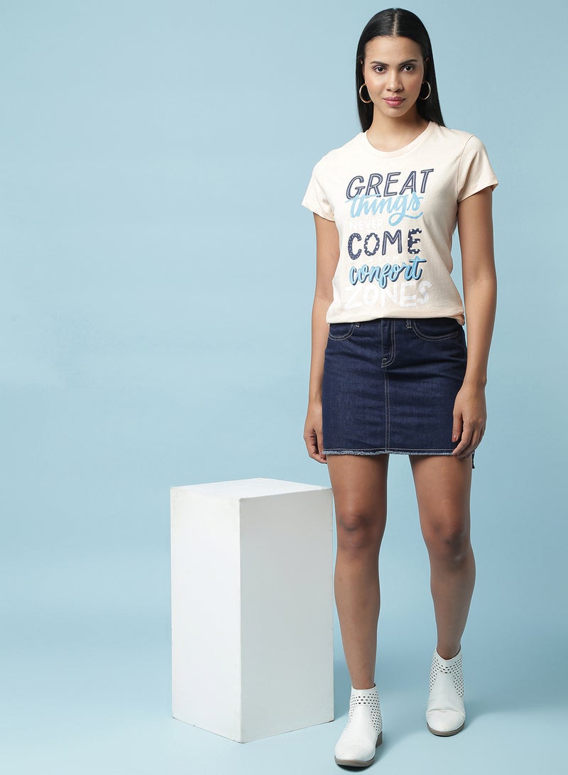 Aila Graphic Printed T-Shirt Peach - Image 3