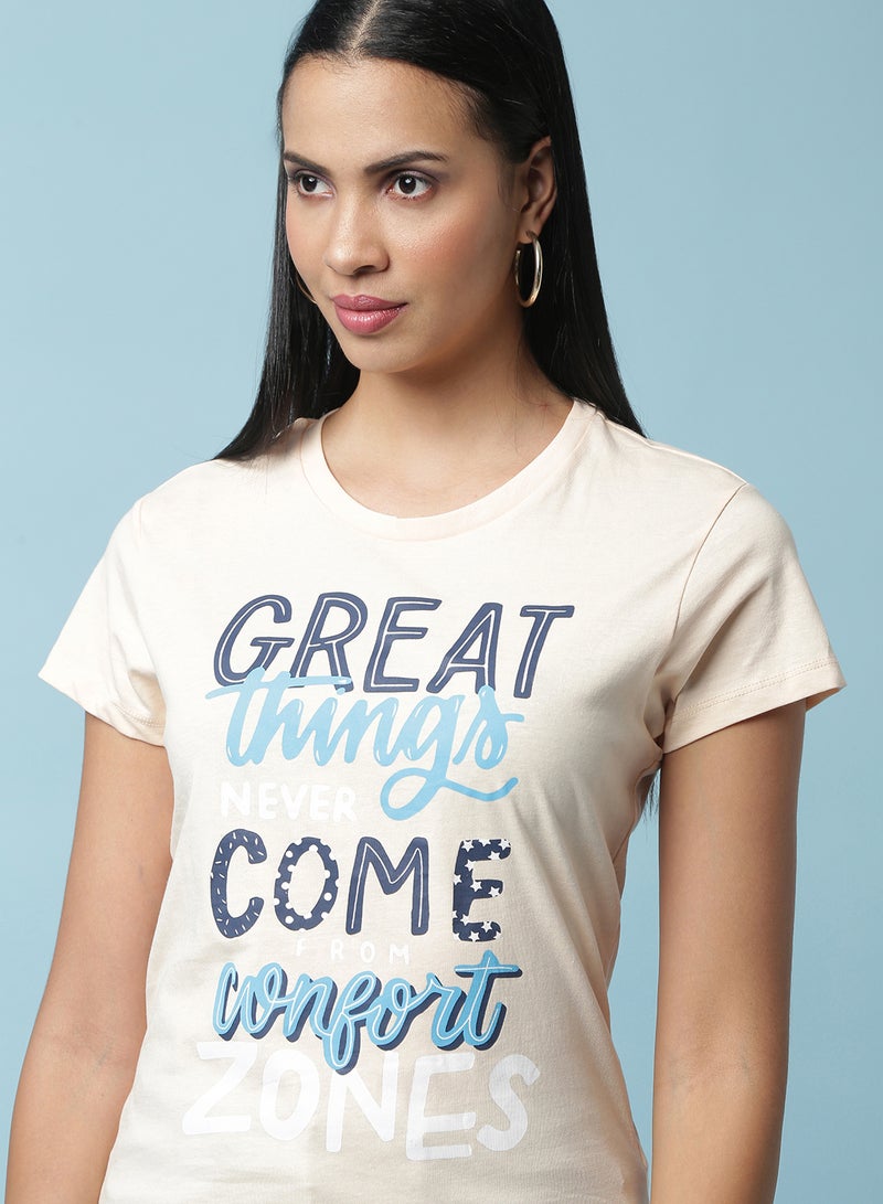 Aila Graphic Printed T-Shirt Peach - Image 4