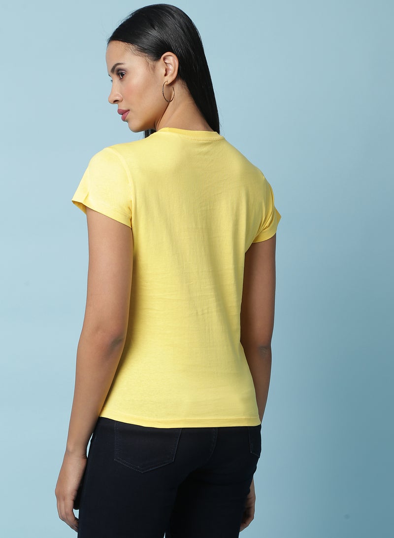 Aila Graphic Printed T-Shirt Yellow - Image 2