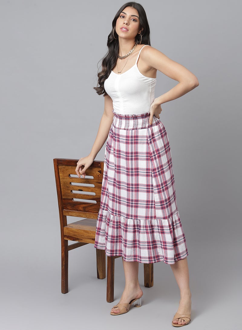 Aila - Casual Check Pattern Skirt Multicolour - Image 1