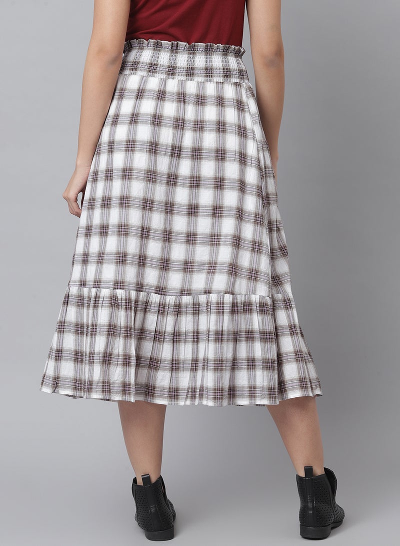 Aila - Casual Check Pattern Skirt Multicolour - Image 1