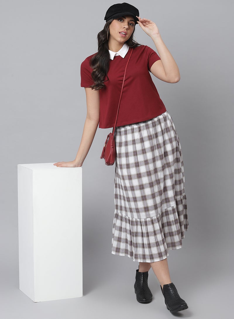 Aila - Casual Check Pattern Skirt Multicolour - Image 1