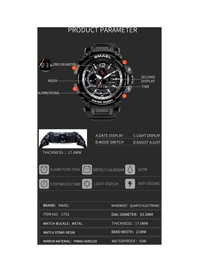 SMAEL Men's Fashionable Multifunctional Sport Watch 1702 - Image 3