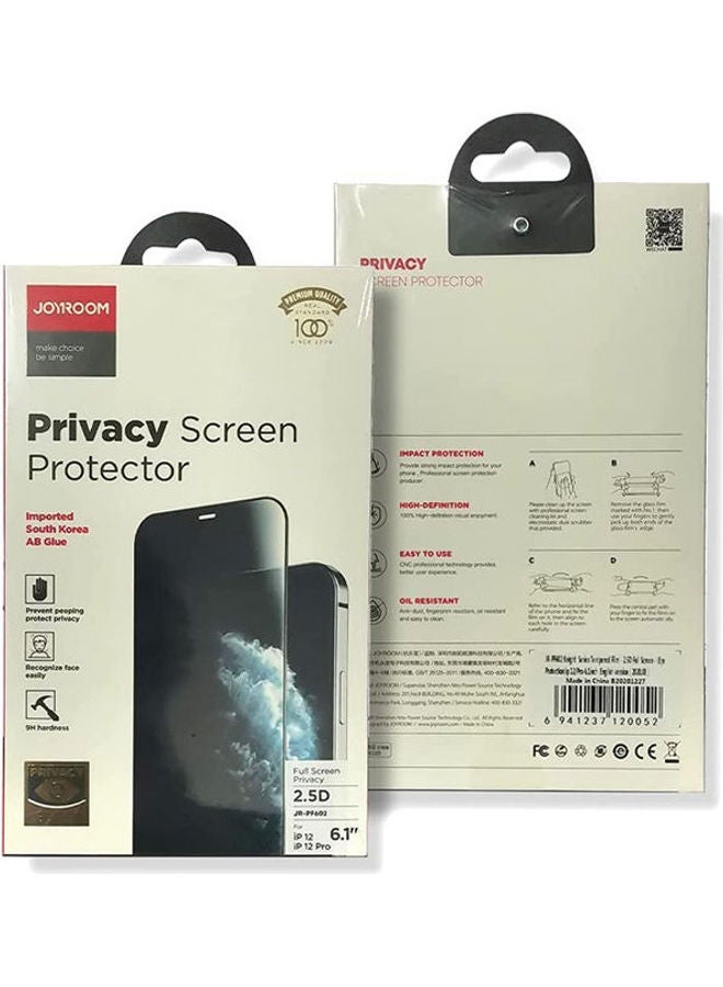JOYROOM Privacy Screen Protector Full Screen Privacy For iPhone 12 & 12 Pro Clear Black  - Image 2