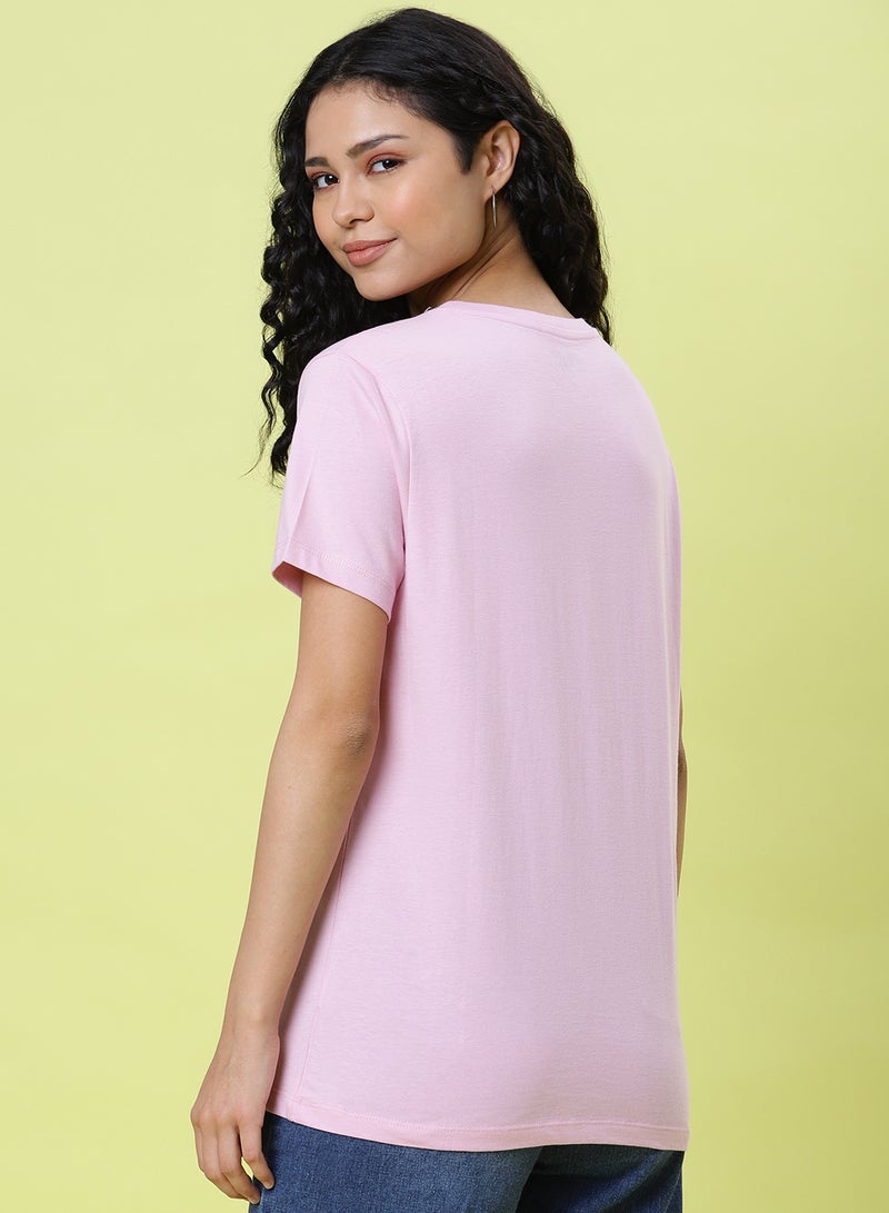 DRIP - Graphic Printed Round Neck T-Shirt Lavender - Image 1