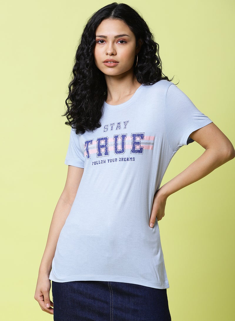DRIP - Round Neck T-Shirt Blue Fog - Image 1