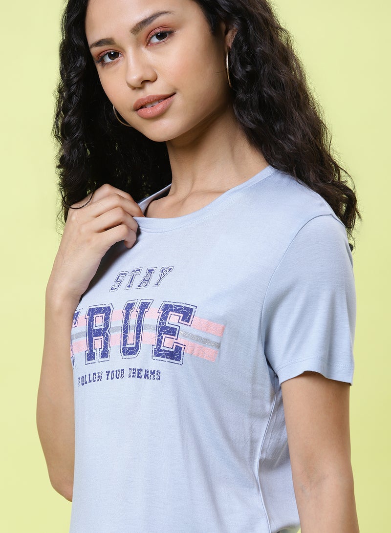 DRIP - Round Neck T-Shirt Blue Fog - Image 1