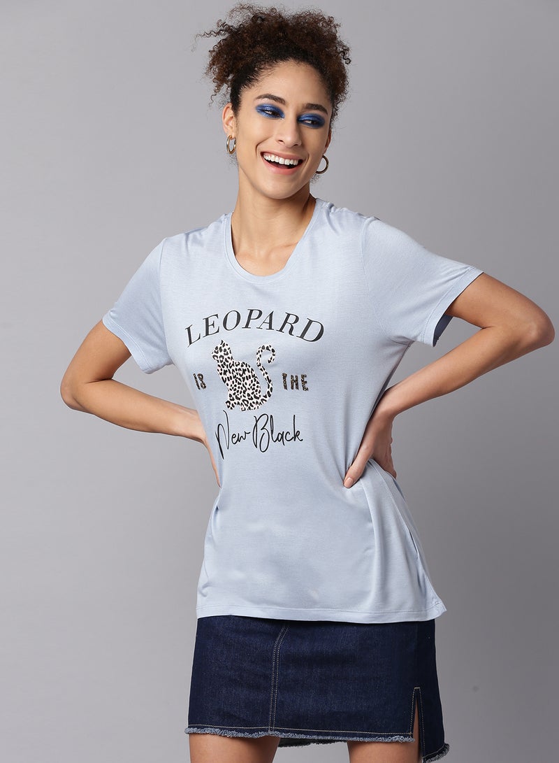 DRIP - Round Neck T-Shirt Blue Fog - Image 1