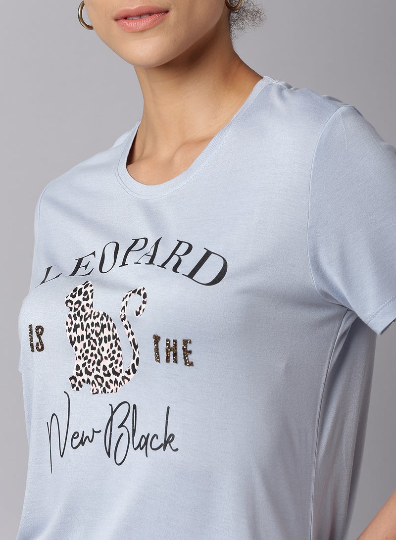 DRIP - Round Neck T-Shirt Blue Fog - Image 1