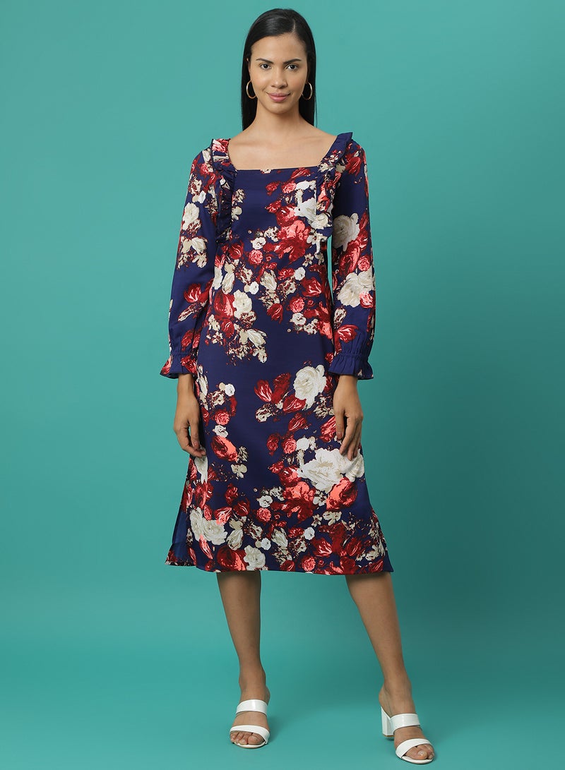 Aila - Casual Printed Midi Dress Multicolour - Image 1