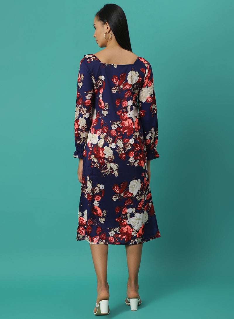 Aila - Casual Printed Midi Dress Multicolour - Image 1