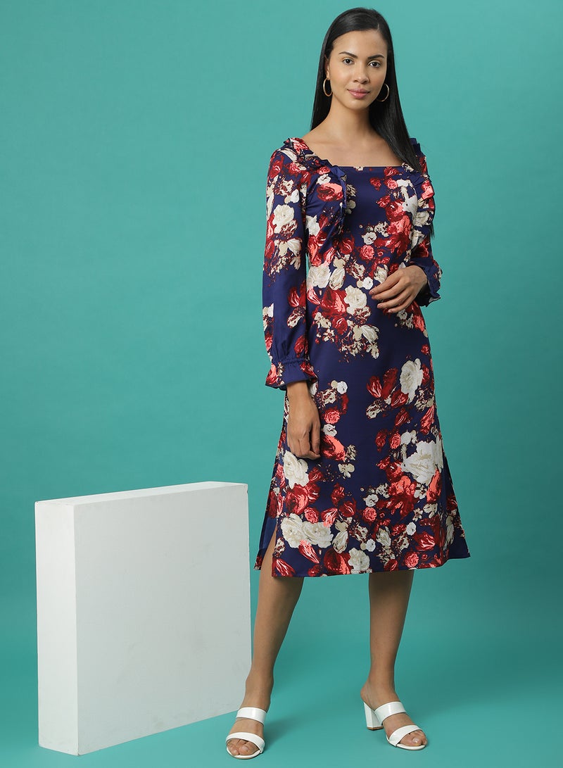 Aila - Casual Printed Midi Dress Multicolour - Image 1