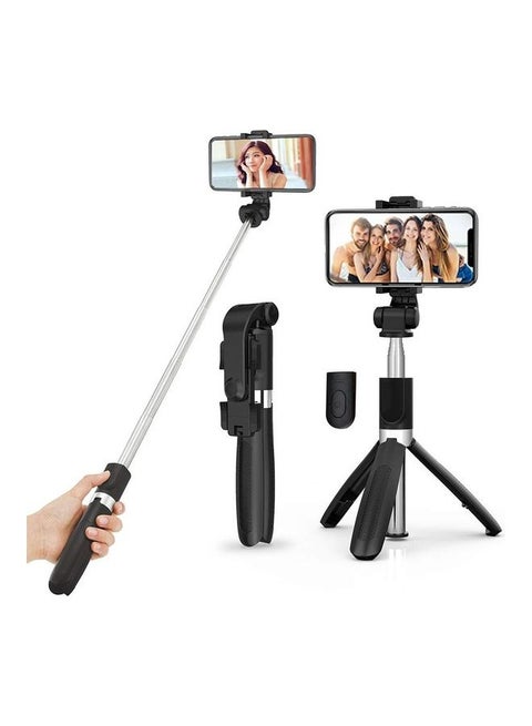 2 In 1 Bluetooth Remote Control Selfies Stick And Tripod Black