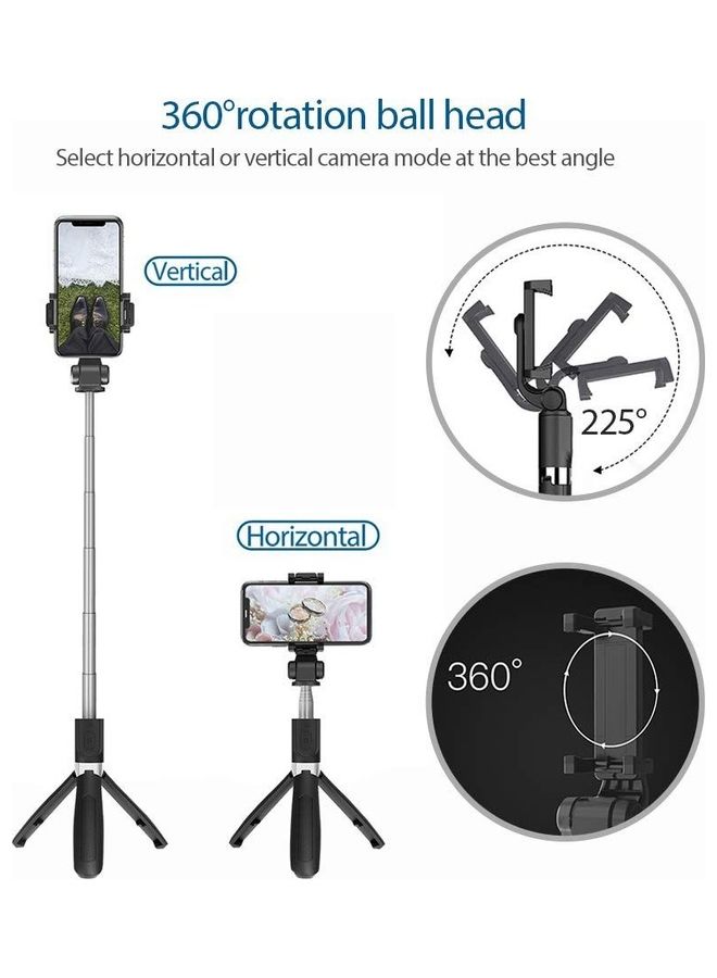Generic - 2 In 1 Bluetooth Remote Control Selfies Stick And Tripod Black - Image 1
