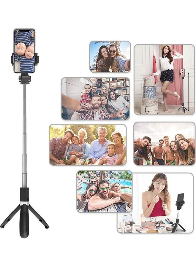Generic - 2 In 1 Bluetooth Remote Control Selfies Stick And Tripod Black - Image 1