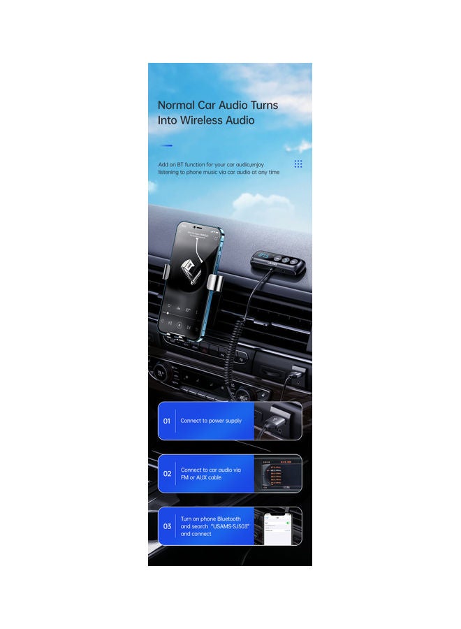 أوسامس جهاز استقبال صوتي لاسلكي مزود بشاشة رقمية FM للسيارة أسود - Image 3