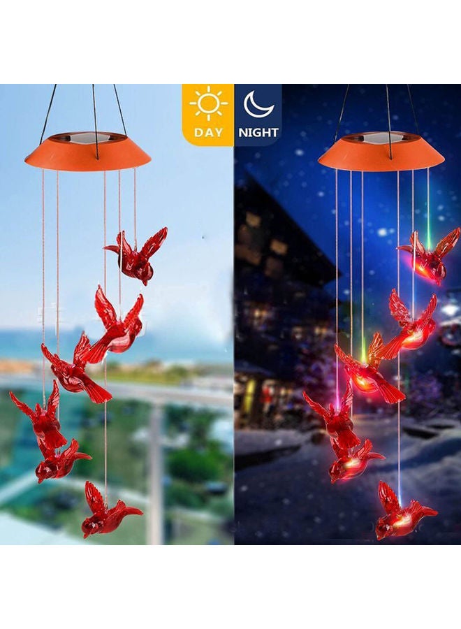 جرس رياح موفر للطاقة بألوان متغيرة مع مصباح LED يعمل بالطاقة الشمسية أحمر/أسود 70x13سم - Image 2