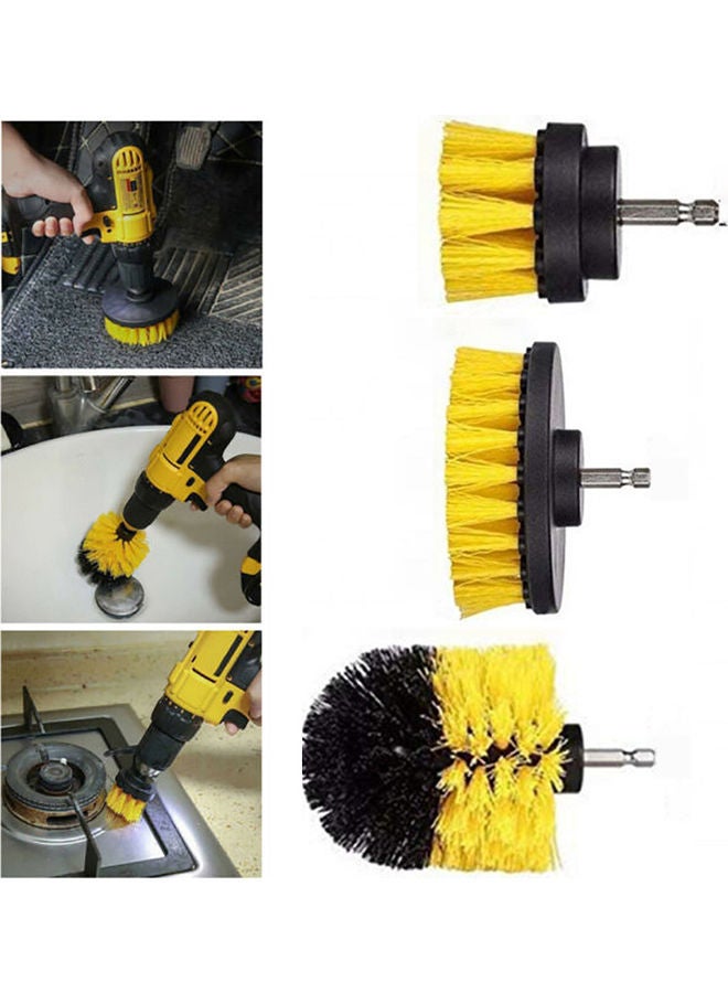 3-Piece Power Scrubber Electric Drill Brush Set Yellow/Black/Silver - Image 2