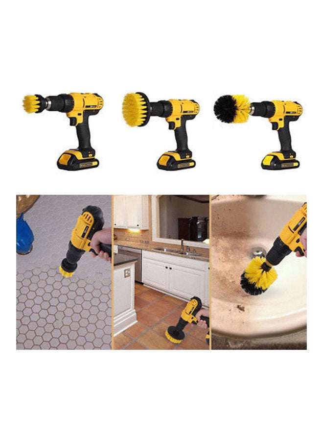 3-Piece Power Scrubber Electric Drill Brush Set Yellow/Black/Silver - Image 3