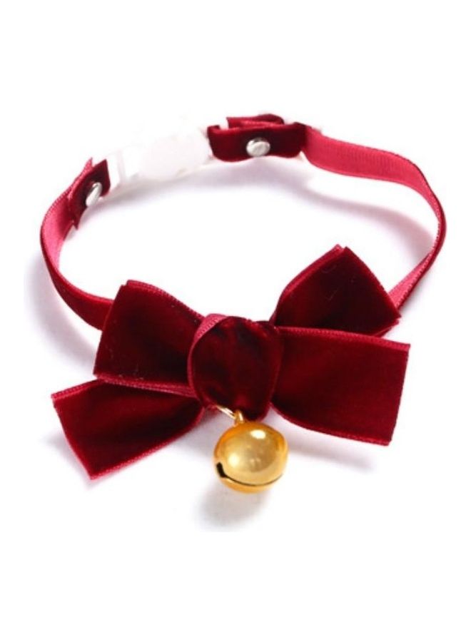 BGM 5-Piece Velvet Bowknot Adjustable Pet Collar with Bell, Size: S Red - Image 1