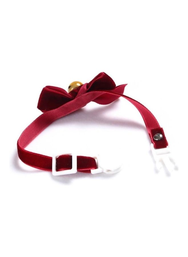 BGM 5-Piece Velvet Bowknot Adjustable Pet Collar with Bell, Size: S Red - Image 4