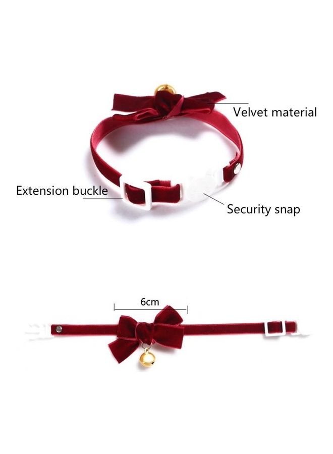 BGM 5-Piece Velvet Bowknot Adjustable Pet Collar with Bell, Size: S Red - Image 5