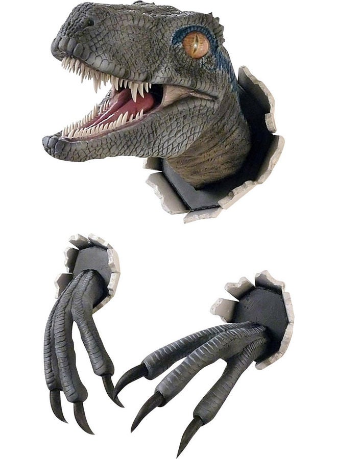 Attractive Portable Emulsion Realistic Artificial Dinosaur Sculpture Wall Statue Blue 30x30x12cm - Image 1