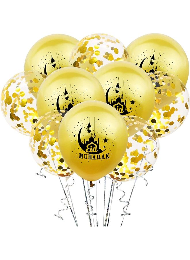 40-Piece Confetti Eid Mubarak Sequins Printed Latex Balloon Party Ornament Supplies for Banquet Holiday 12 Inche 